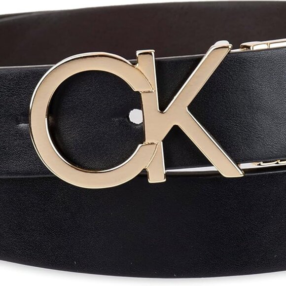 Women's Two-in-One Reversible CK Monogram Plaque Buckle Dress Belt Regular and P - Picture 1 of 6